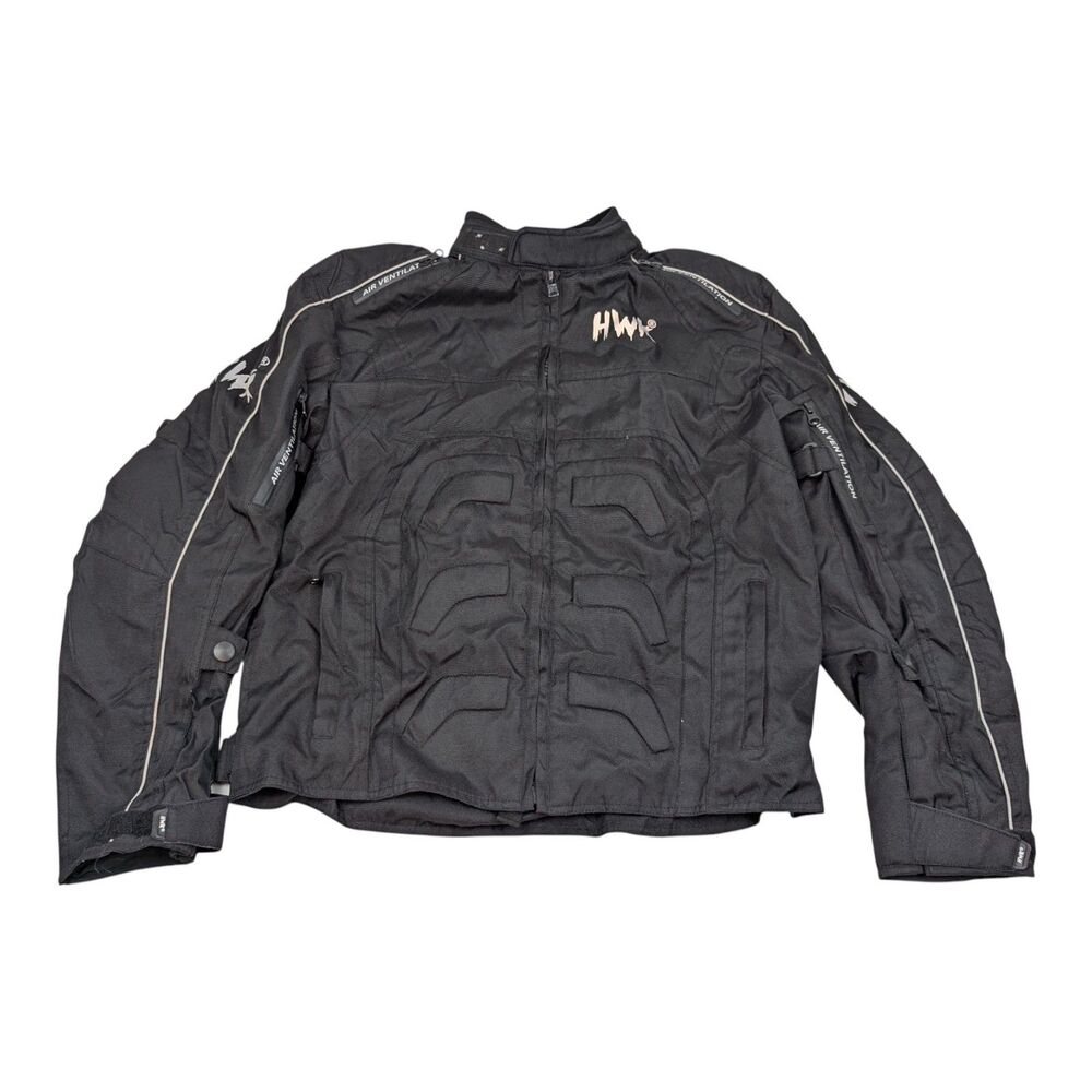 HWK Mens Sz S‎ Black Motorcycle Jacket Biker Riding Vented Waterproof Pad Armor